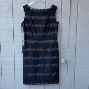 Tadashi Shoji Back Scalloped Eyelet Lace Midi Sheath Dress